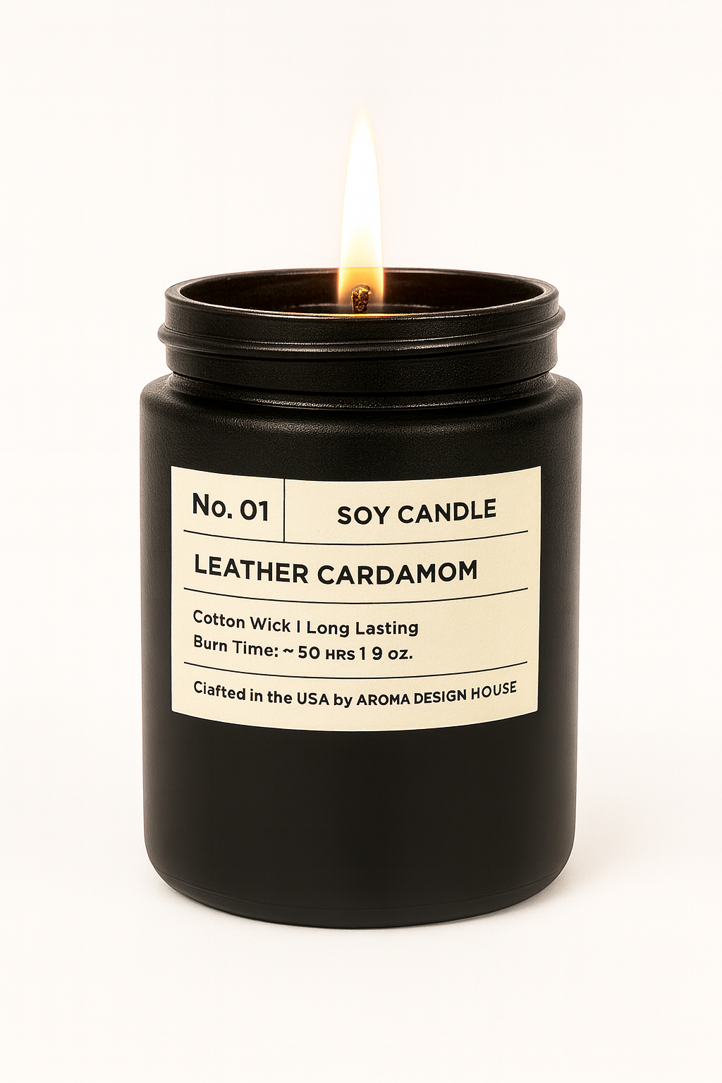 No. 01 Leather Cardamom — Luxury Soy Candle